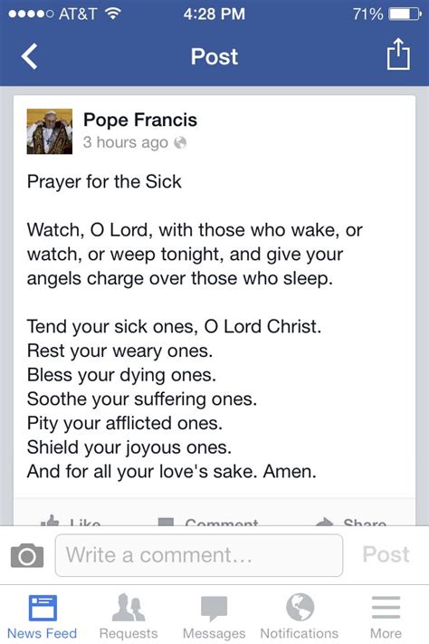 Prayer For The Sick Pope Francis Quotes Prayer For The