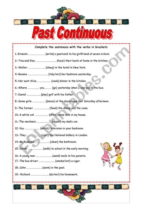 Past Continuous Tense Worksheet In Continuity Learn English