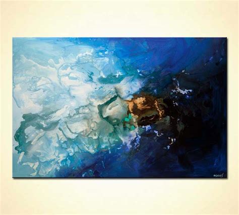 Modern Blue Abstract Art Acrylic Blue Painting 48 By