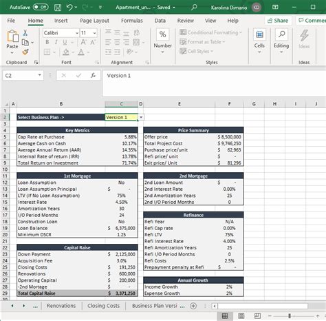 Commercial Real Estate Underwriting Template Excel