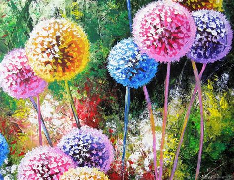 Dandelion Flower Art Original Acrylic Painting купить на Ярмарке