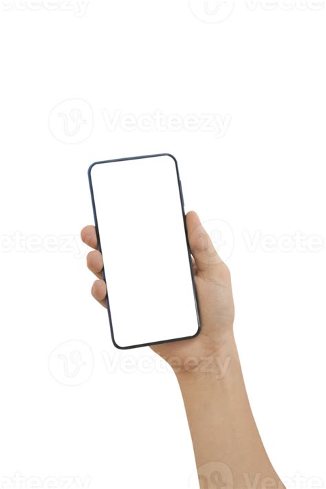 Hand Holding Smart Phone With White Blank Screen Isolated 10870496 Png