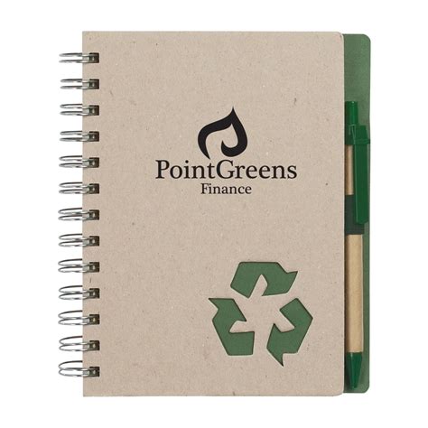 Branded Eco Inspired Spiral Notebook And Pen