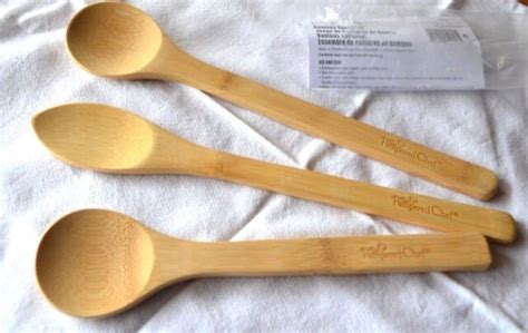 Pampered Chef 3pc Bamboo Wooden Spoon Set Wont Scratch Pans Splinter
