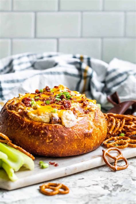 Baked Bacon Cheese Dip In A Bread Bowl Recipe Bacon Cheese Dips