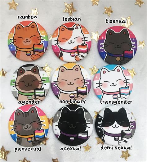 Purr Ide Buttons Pride Cat Pinback Buttons Lgbtq Gay Lesbian Trans Asexual Bisexual