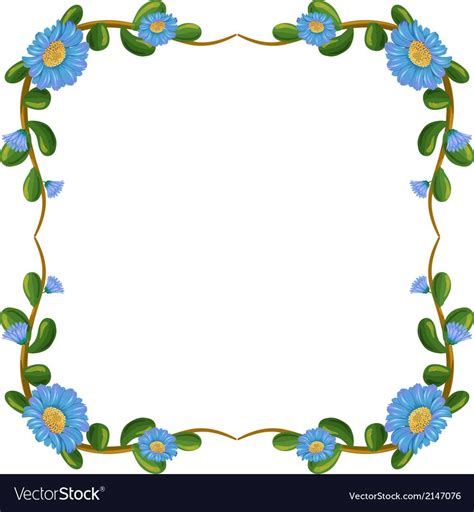 A Border Design With Blue Flowers Vector Image On Vectorstock Border