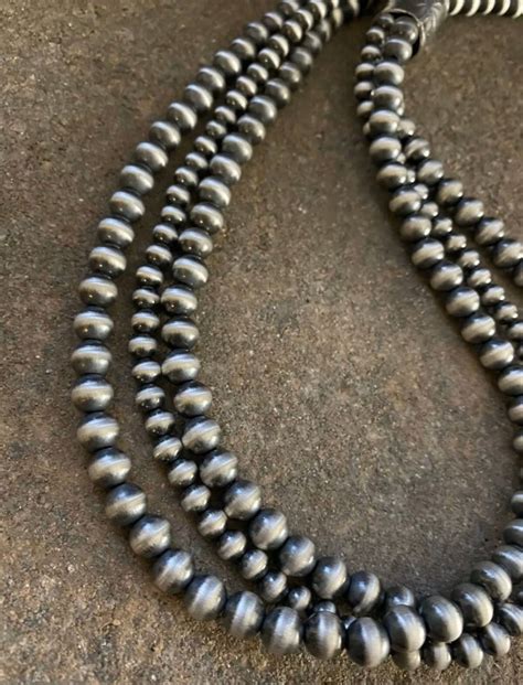 Sterling Silver Navajo Pearls Multi Strand Bead Necklace 20 Etsy