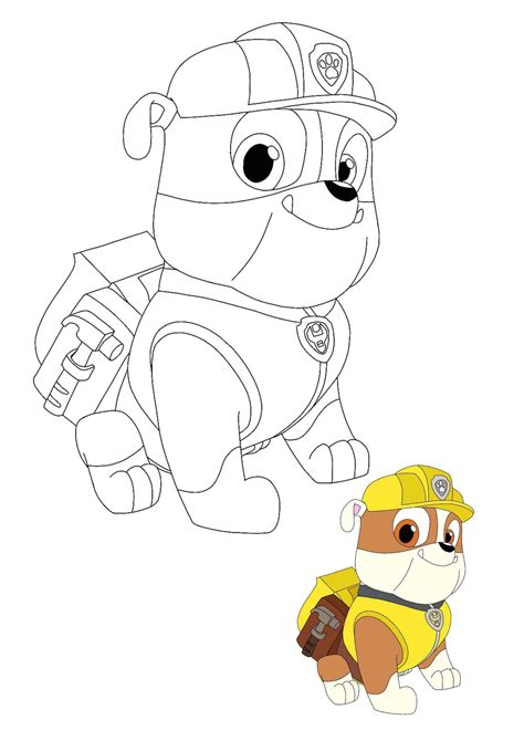 Paw Patrol Rubble Coloring Sheet With Sample How To Color Paw Patrol