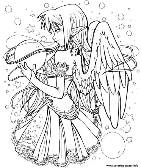 Anime Dark Angel Girl Adult Coloring Page Printable