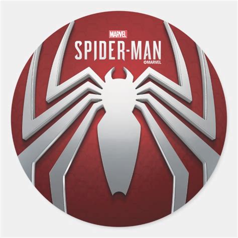 Marvels Spider Man Metal Spider Emblem Classic Round Sticker Zazzleca