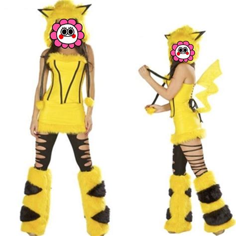 Abbille New Arrival Womens Sexy Fur Pikachu Halloween Costumes Girl