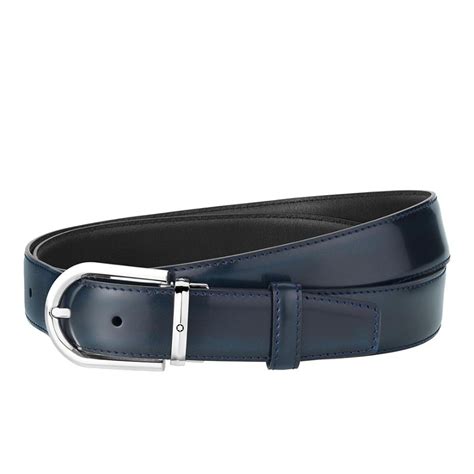 Pin Buckle Belt Blue Shiny And Brushed Montblanc 126013