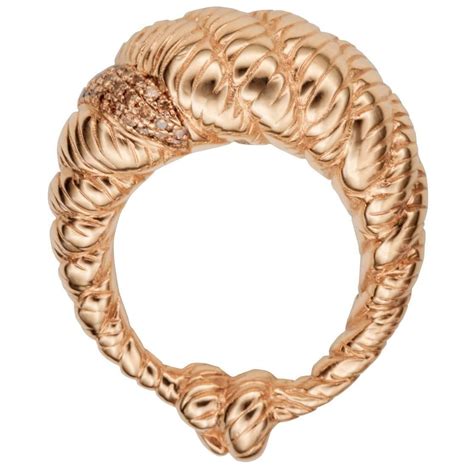 Brown Diamond Gold Rope Ring By Hannah Martin London