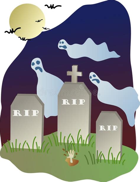Halloween Ghosts Cemetery Bats Stock Illustrations 376 Halloween