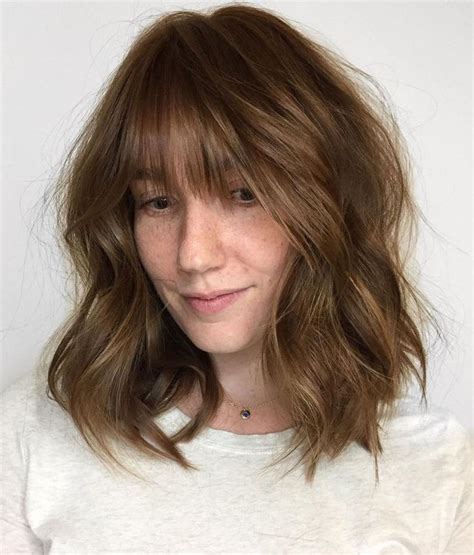 Messy Wavy Lob With Jagged Bangs Womenshaircutstoshowyourstylist