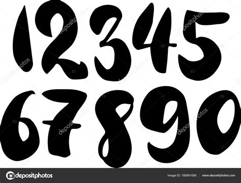 Brush Lettering Numbers Modern Calligraphy Handwritten Letters