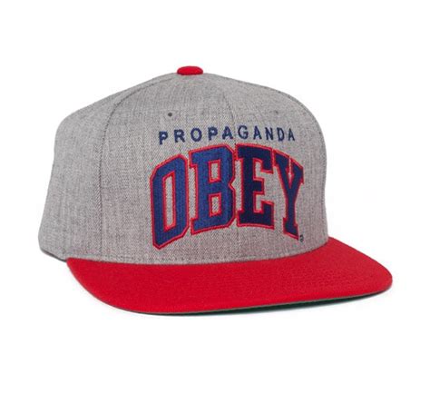 Obey Throwback Snapback Cap Heather Greyred Consortium