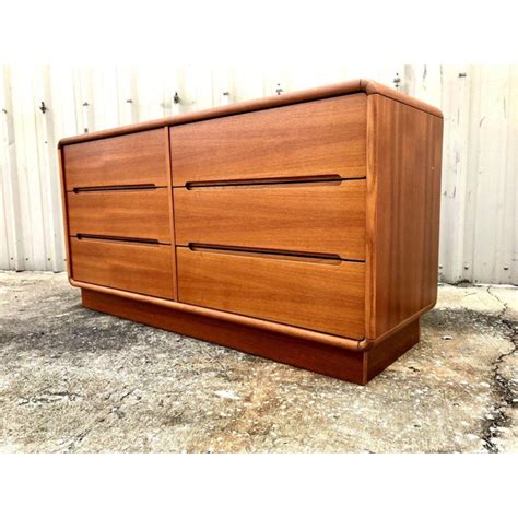 mid century modern danish teak 6 drawer dresser by sun cabinet chairish