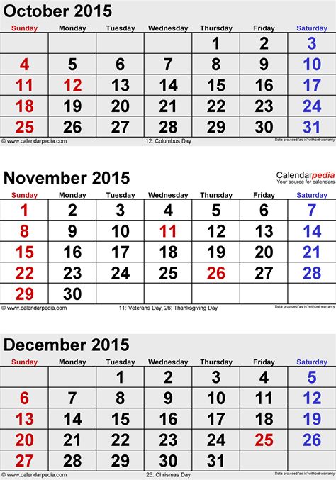 December 2015 Calendar Templates For Word Excel And Pdf