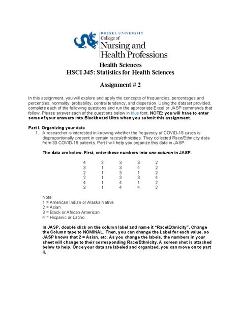 Hsci Assignment Health Sciences Hsci Statistics For Health