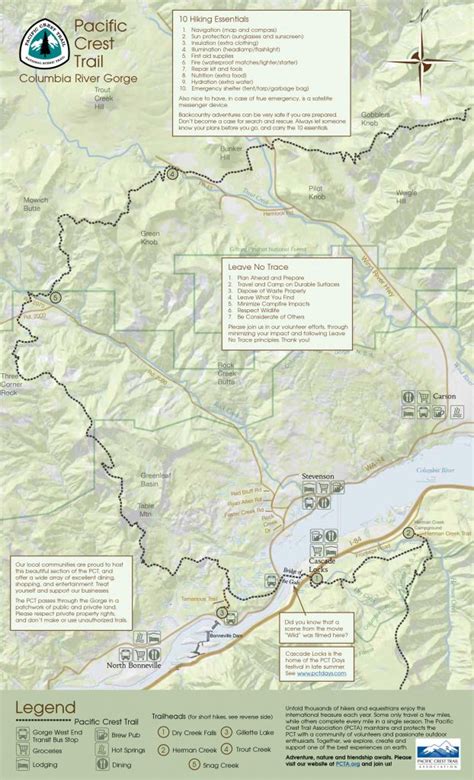 Free Map Of Pacific Crest Trail In Columbia River Gorge Southern