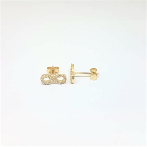 K Real Solid Gold Infinity Stud Earrings For Women Best Birthday Gift