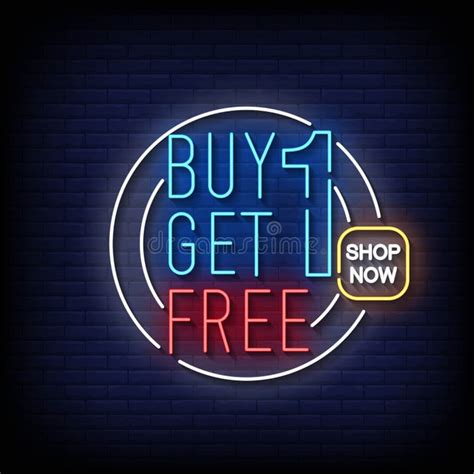 Buy One Get One Free Neon Signs Style Text Vector Stock Vector