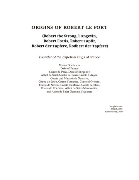 Pdf Origins Of Robert Le Fort Robert The Strong Margie J Brown
