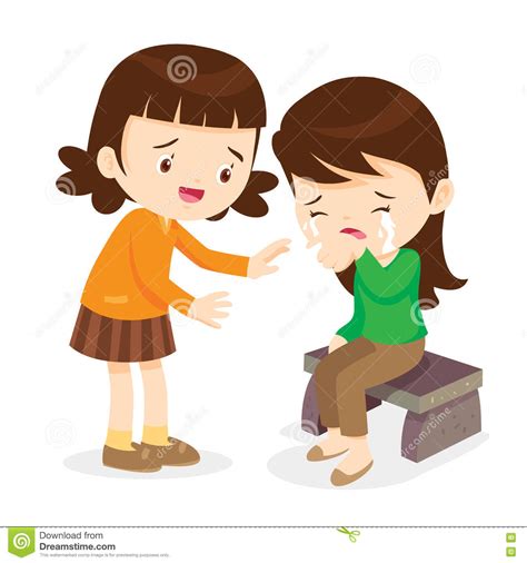 Girl Comforting Her Crying Friend Stock Vector