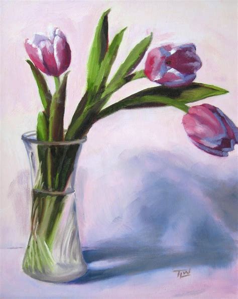 Three Tulips In A Vase Still Life Tulpenmalerei Wie Man Blumen