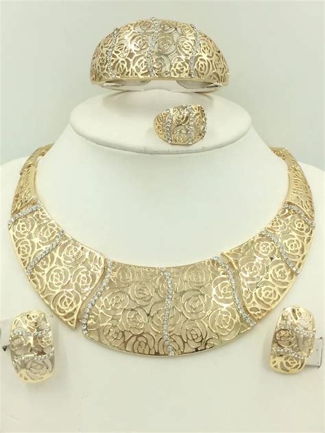 Dubai Gold 18k Nigerian Beads Wedding Jewelry Set Bridal Dubai Gold