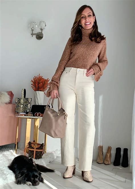 Sydne Style Shows How To Wear Off White Jeans For Fall With Turtleneck