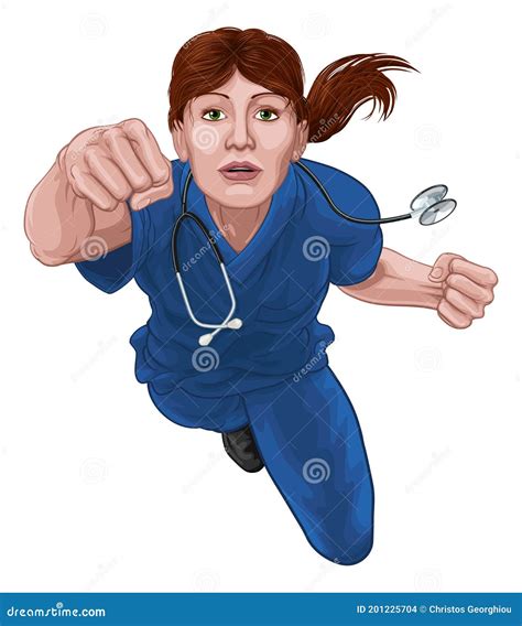 Nurse Doctor Woman Super Hero Medical Concept Stock Vector
