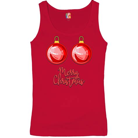 Merry Christmas Boobs Womens Tank Top Naughty Or Nice Funny Xmas Tits Ebay