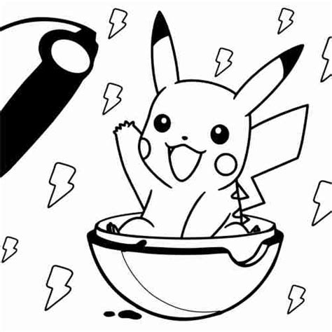 Kawaii Pikachu On Pokeball Coloring Pages 🐹 Free Online Coloring Pages 🍄