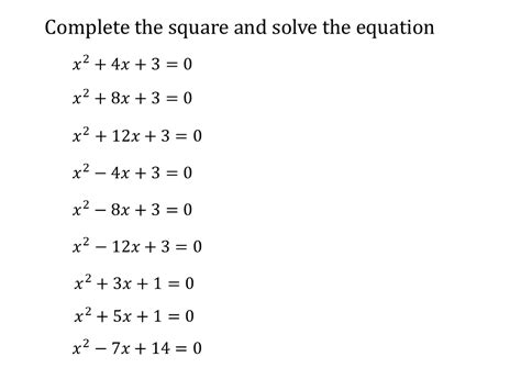 Completing The Square And Solving Quadratic Equations Variation Theory