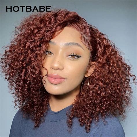 Ginger Orange Transparent Lace Front Wigs For Women Colored Curly Human