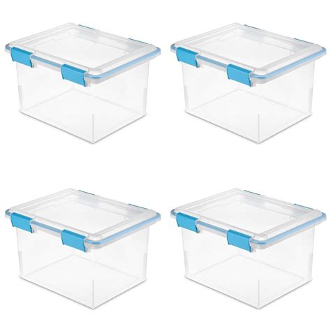 Sterilite 32 Quart Clear Plastic Stacking Storage Container Box 4 Pack