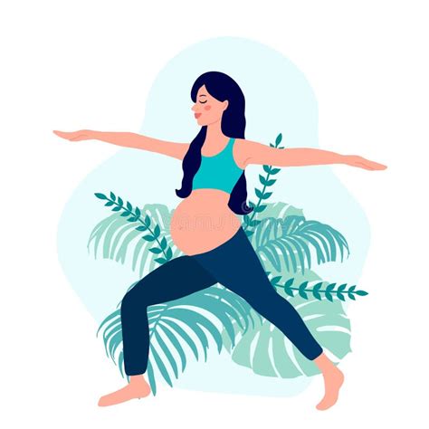 Yoga Pregnant Women Concept Relax Meditation For The Expectant Mother Vector Illustration