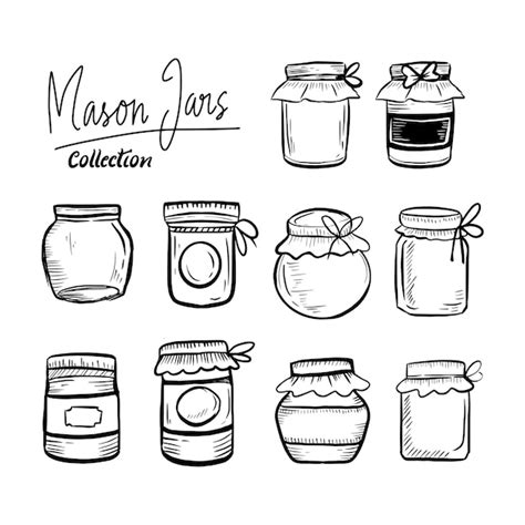 Premium Vector Mason Jars Hand Drawn Classic Collection Set