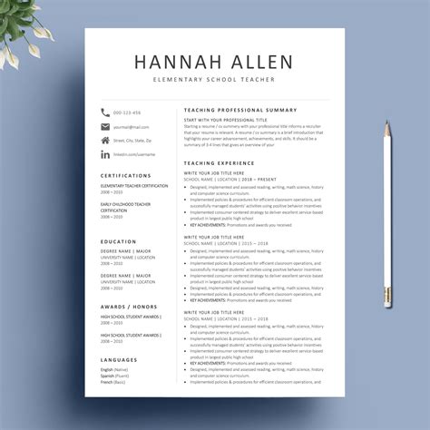 teacher resume template and cover letter for ms word special bonus teacher resume template