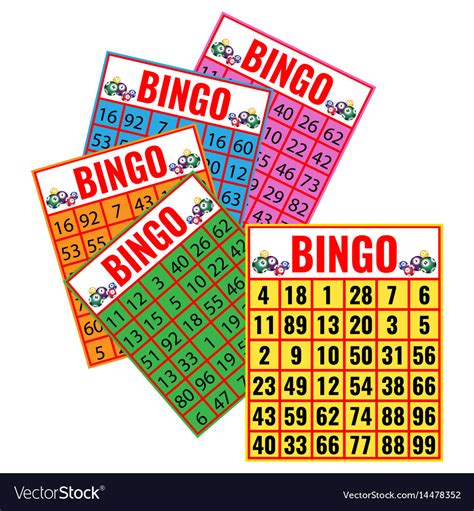 Bingo Colorful Cards Isolated Royalty Free Vector Image