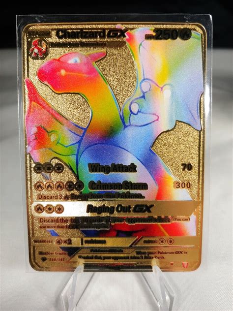 Mavin Pokemon Charizard Gx Gold Rainbow Metal Card