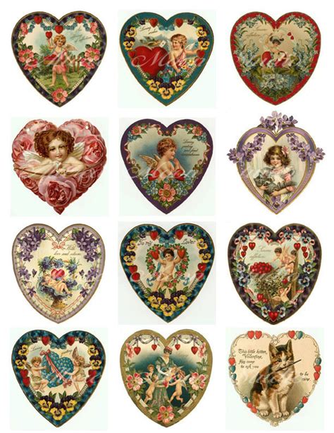 Vintage Valentine Heart Collage Sheet 1 Etsy