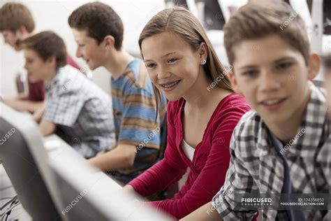 Students In A Computer Class — Achievement Generation Z Stock Photo