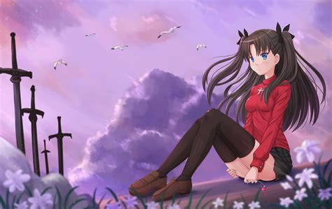 Anime Anime Girls Fate Stay Night Fate Series Tohsaka Rin Thigh Highs
