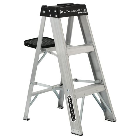 Louisville Ladder 3 Aluminum Step Ladder 6 Reach 300 Lbs Load