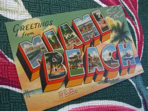 Vintage Miami Beach Florida Postcard Greetings By 3floridagirls