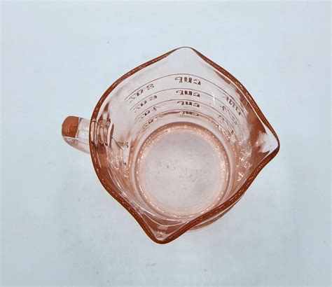 Vintage Kellogg S Pink Depression Glass Measuring Cup Triple Spout